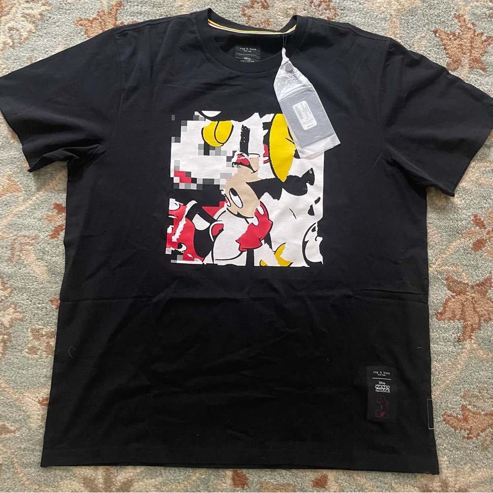 NWT Rag & Bone Mickey Mouse Box Graphic T-Shirt Extra Large
